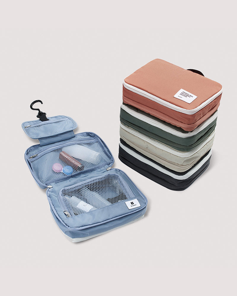 韓國 Branden 可擴展三層折疊掛式旅行洗漱收納袋【SM339】