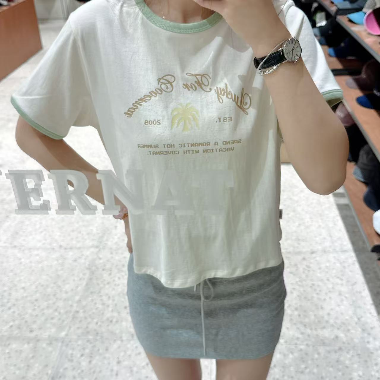 韓國 Covernat Women's Summer Graphic Ringer T-Shirt【CO055】