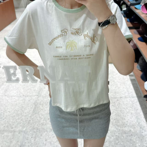 韓國 Covernat Women's Summer Graphic Ringer T-Shirt【CO055】
