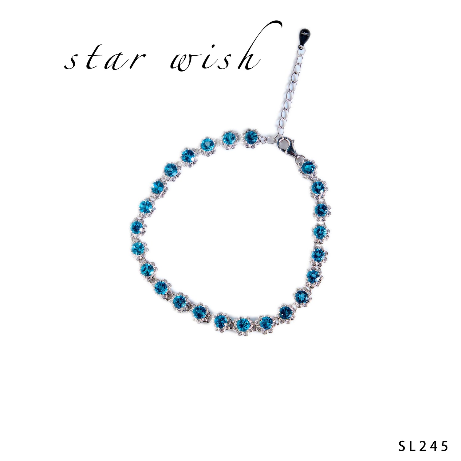 Star Wish S925銀 倫敦藍手鏈 SL245【SS484】