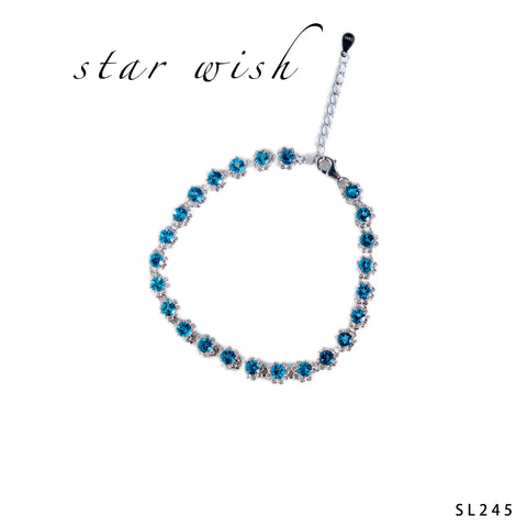 Star Wish S925銀 倫敦藍手鏈 SL245【SS484】