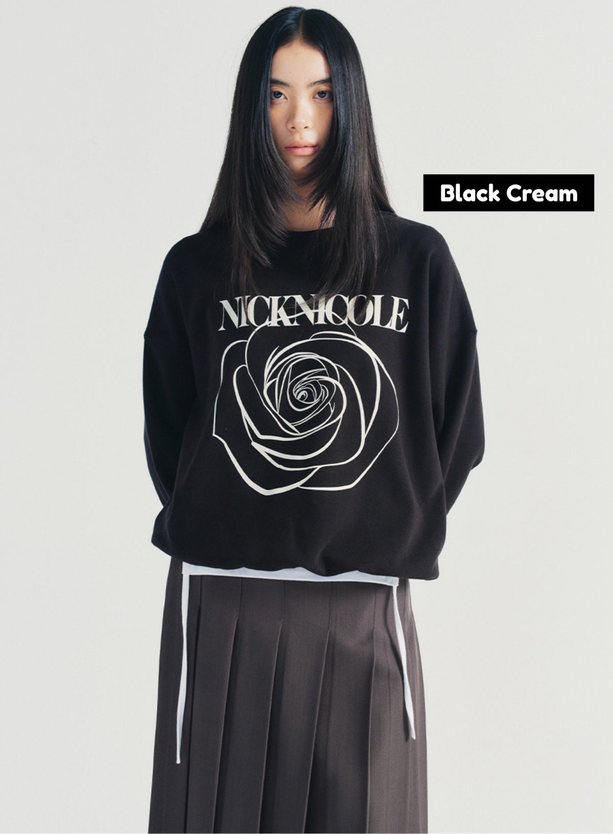【現貨】韓國 Nick Nicole Rose Printing Sweatshirt【NN005】