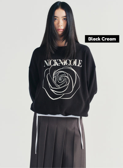 【現貨】韓國 Nick Nicole Rose Printing Sweatshirt【NN005】
