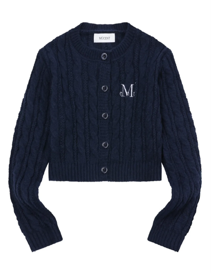 韓國 Mucent Vester Crop R-Neck Knit Cardigan【MU185】