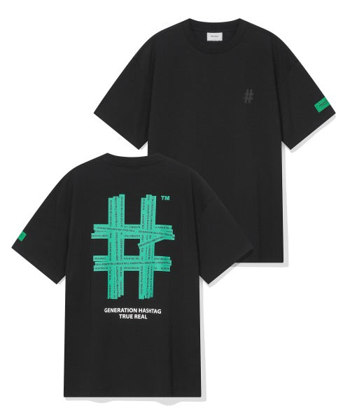 韓國 Beentrill Green Taping Hashtag T-Shirt【BL007】