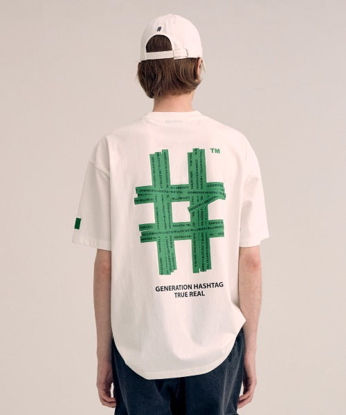 韓國 Beentrill Green Taping Hashtag T-Shirt【BL007】