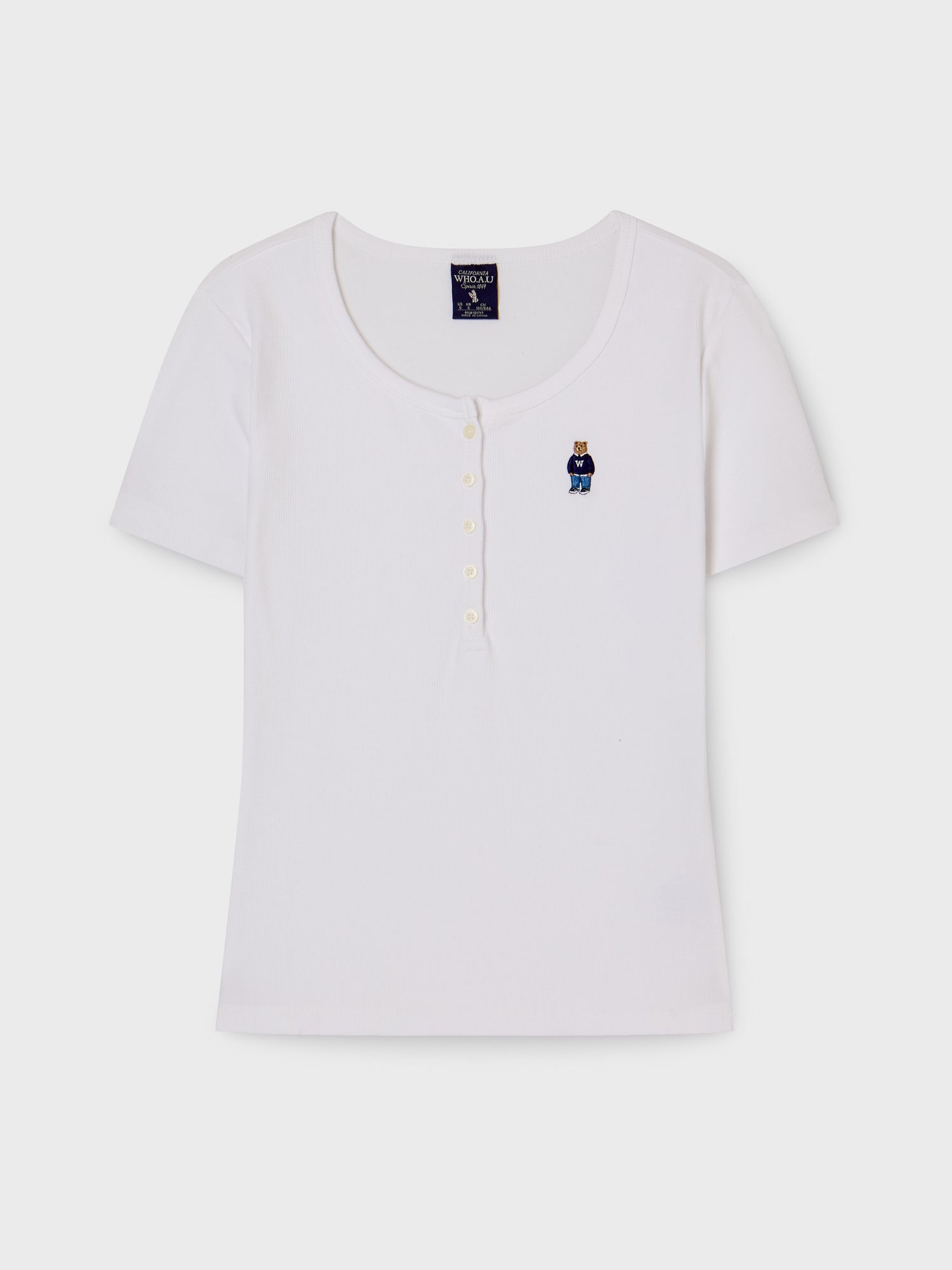 韓國 WhoAU Steve Ribbed Henry Neck T-shirt【WA269】