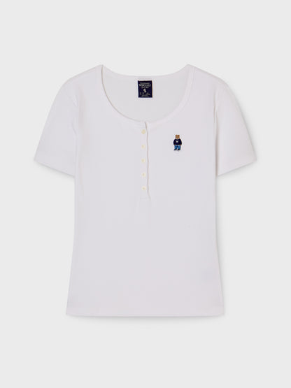 韓國 WhoAU Steve Ribbed Henry Neck T-shirt【WA269】