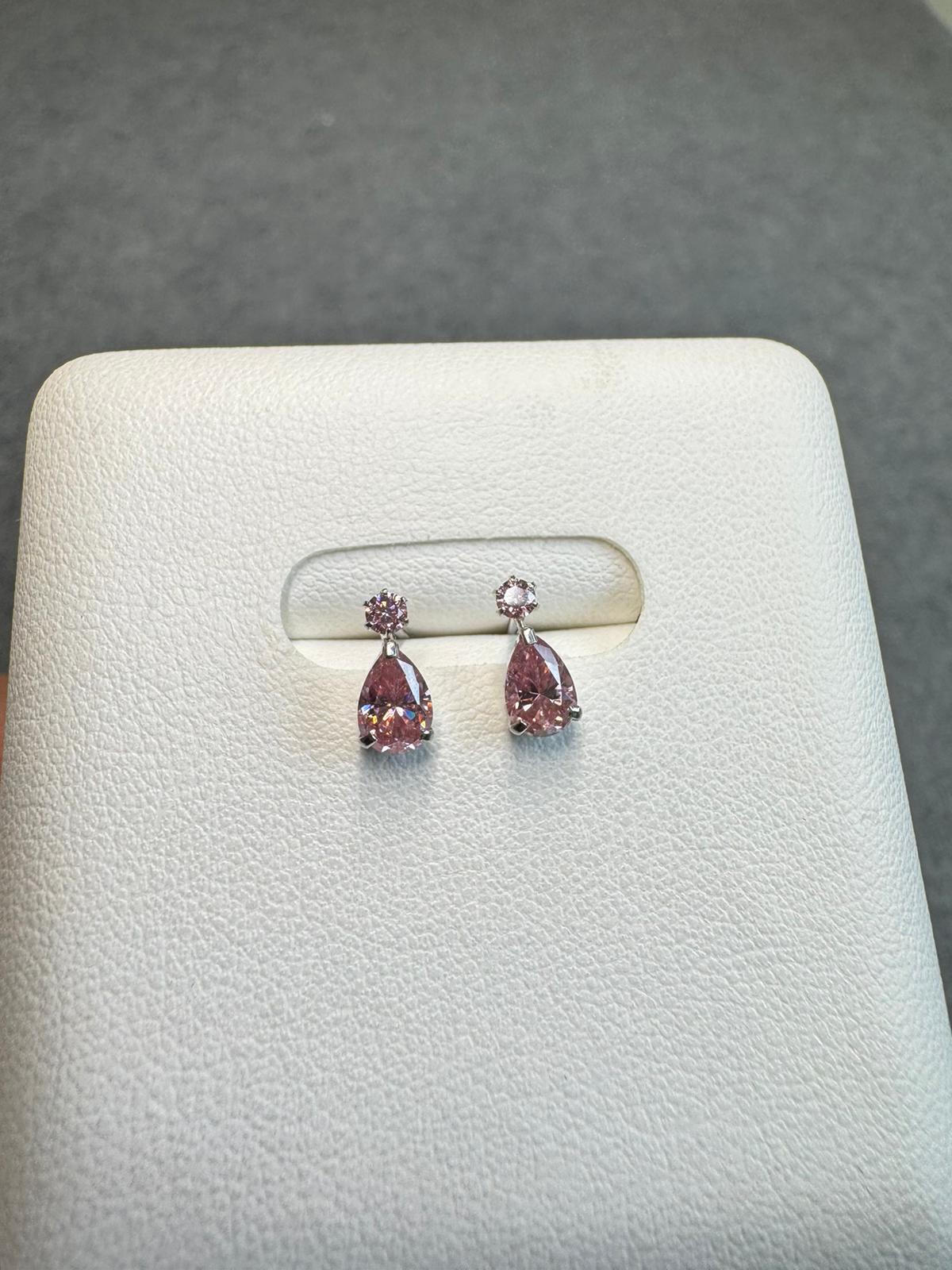 日本直送 18k粉莫桑水滴星星星星金耳釘【JS433】