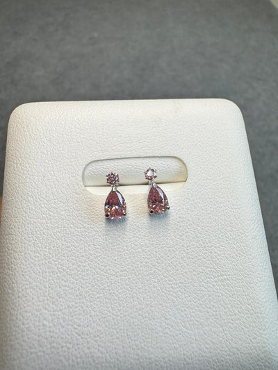 日本直送 18k粉莫桑水滴星星星星金耳釘【JS433】