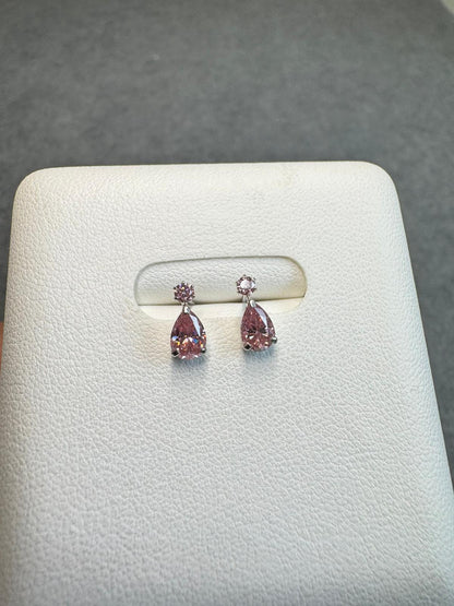 日本直送 18k粉莫桑水滴星星星星金耳釘【JS433】