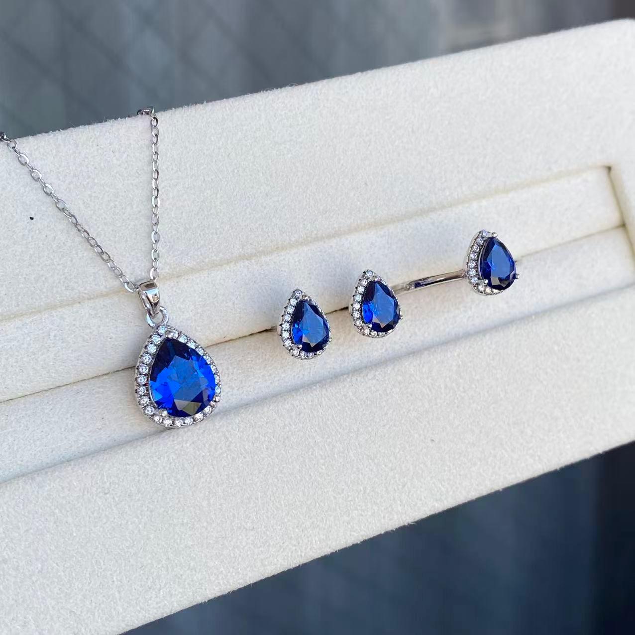 日本直送 三件套藍寶石套裝【JS356】