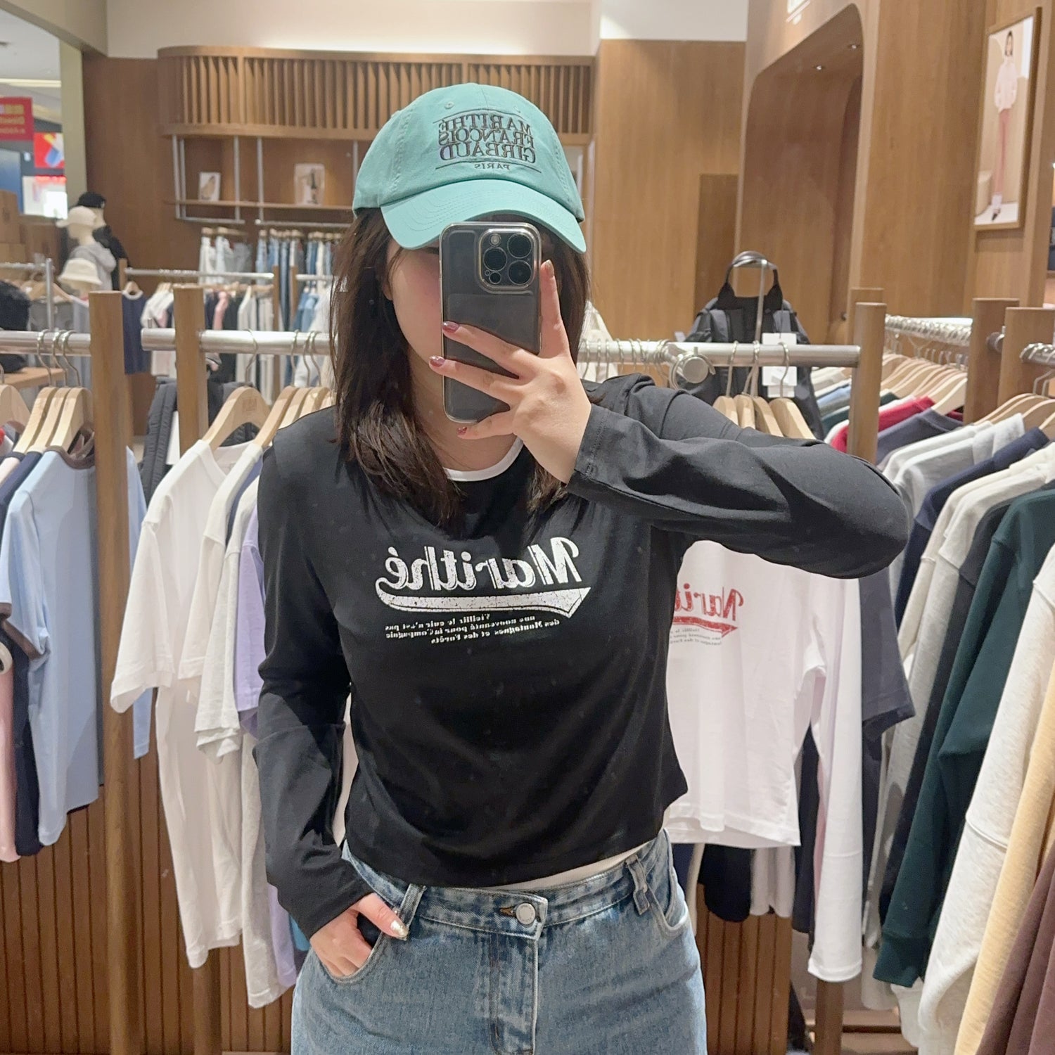 韓國 Marithe Francois Girbaud W VINTAGE BASEBALL CROP LONG SLEEV 【MF299】