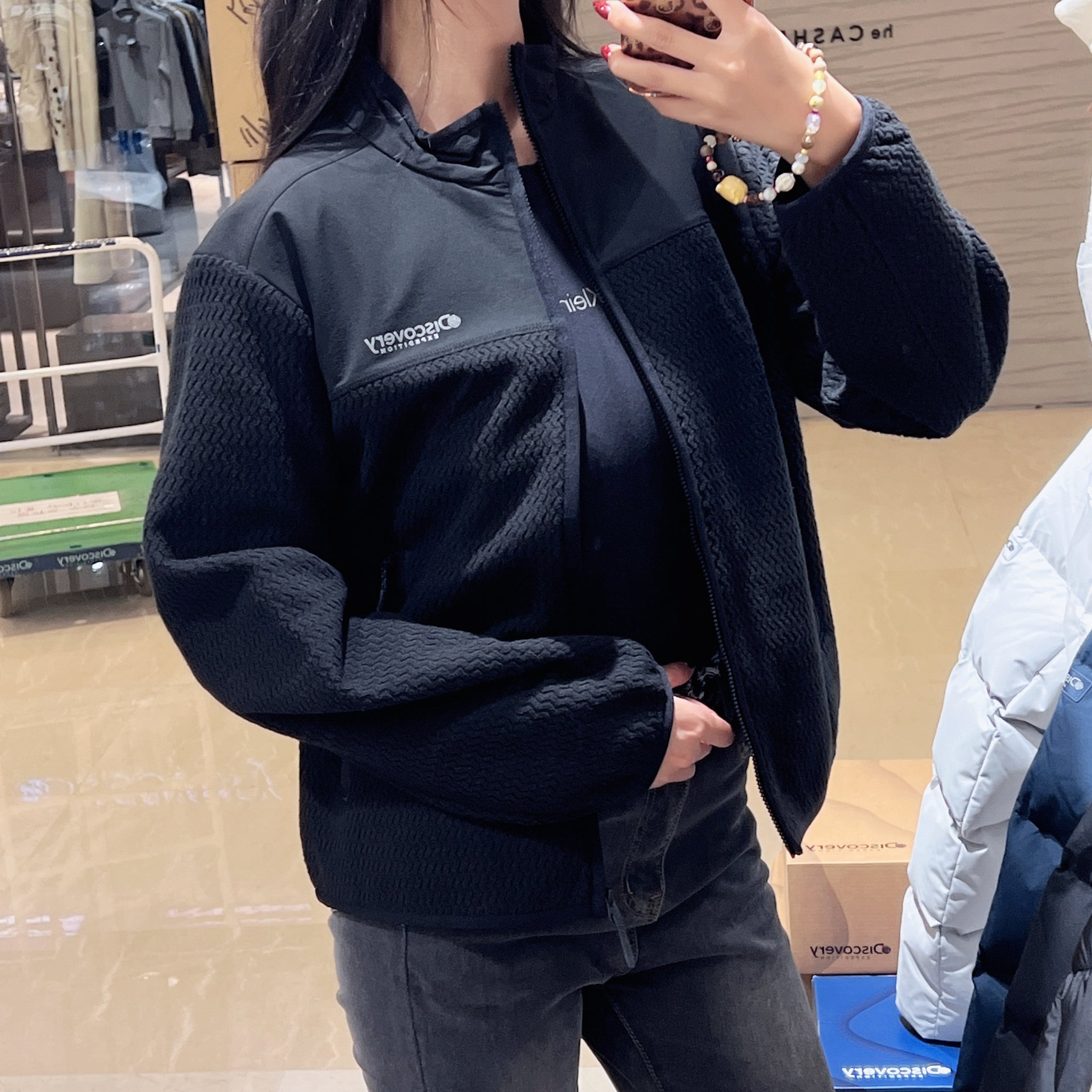 韓國 Discovery Women's Jacquard Fleece Jacket【DY076】