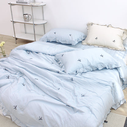 韓國 法式花邊蝴蝶刺繡結莫代爾(有花邊)【SM404】