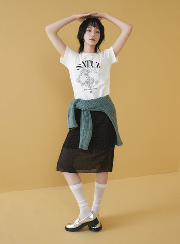 韓國 Satur (W) Capri Citron Drawing Summer Graphic T-Shirt【SR006】