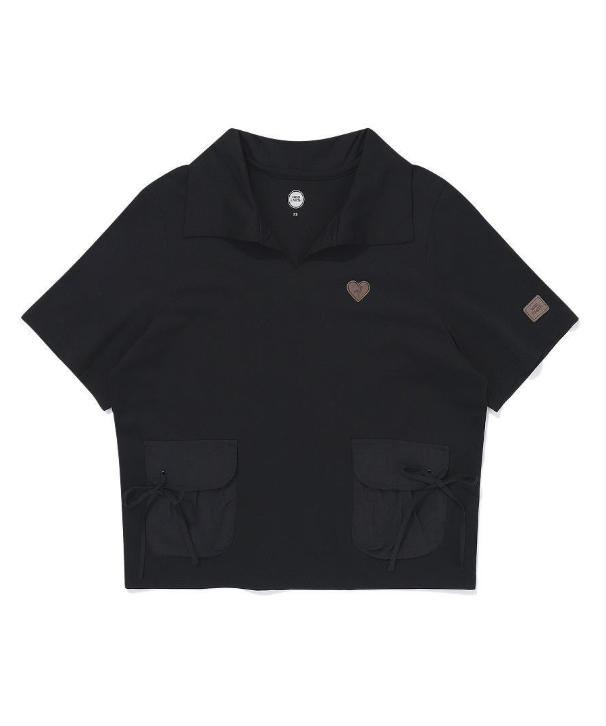 韓國 BBC String Woven Pocket Collar T-Shirt【BC079】