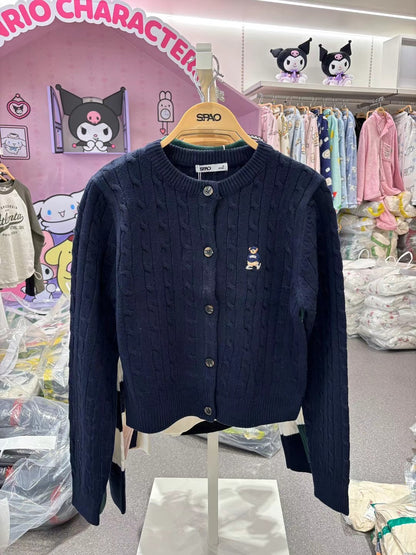 韓國 SPAO 短版絞花針織外套 - STT Mall HK 靚太網購 -- Navy / S