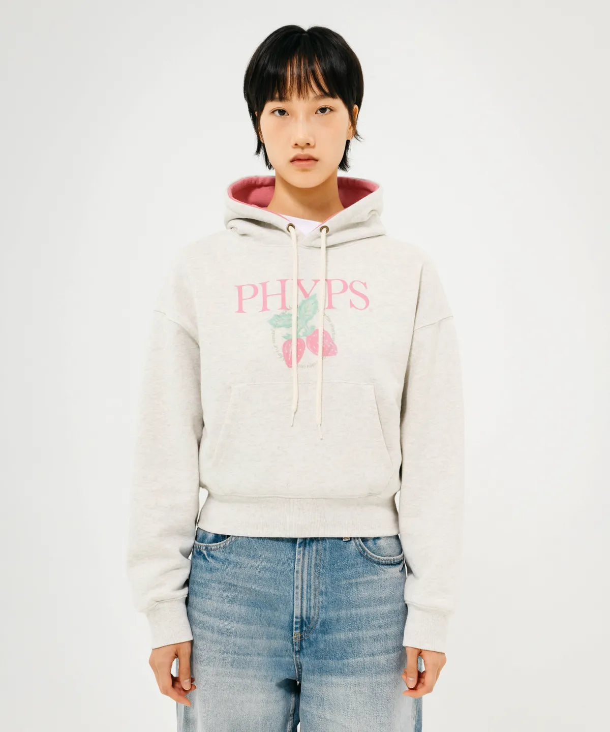 韓國 Phyps Women's Strawberry Crop Hoodie【PS051】
