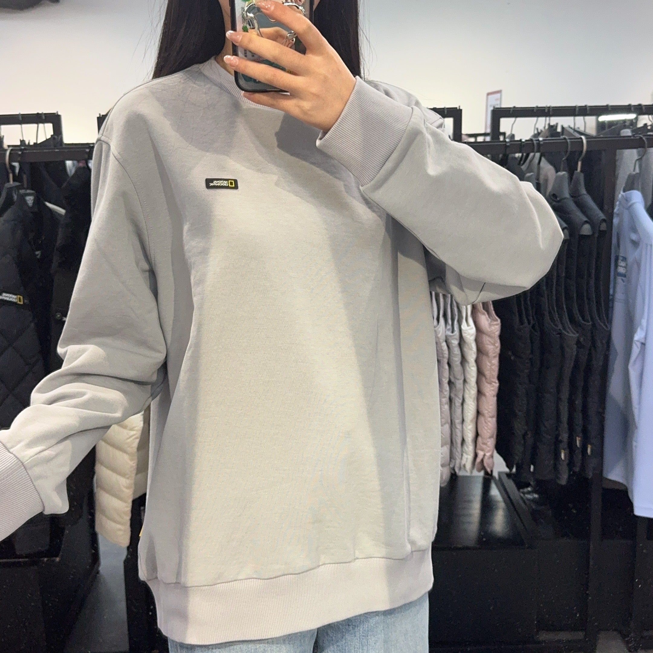 韓國 National Geographic Unisex Basic Small LOGO Sweatshirt【NG391】