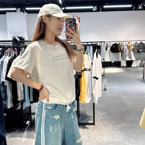 韓國 National Geographic Women's Frozen Cube Short Sleeve T-shirt【NG725】