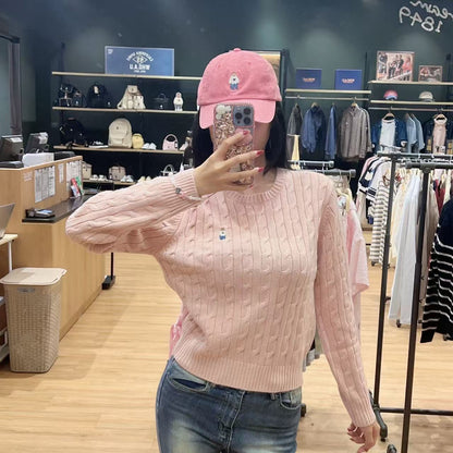 韓國 Who.A.U Steve Cable R-neck Pull over【WA193】