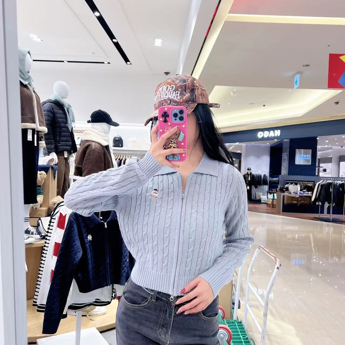 韓國 SPAO Woody Collar Neck Zip-Up Cardigan【SP311】