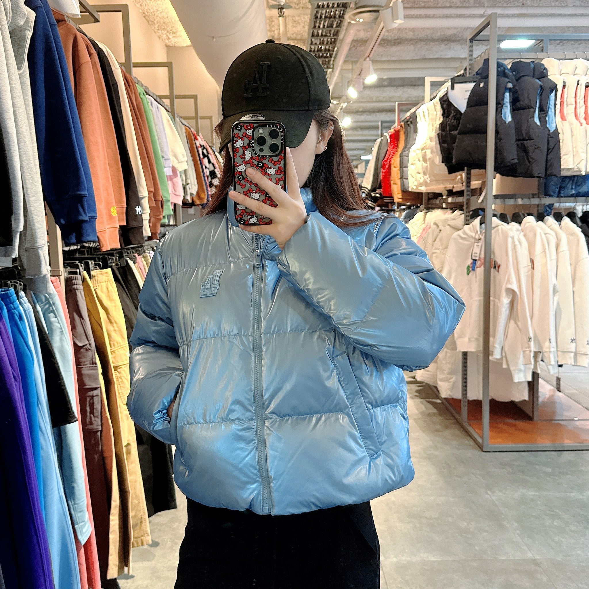 韓國 MLB Women's Crop Metal Glossy Curved Padded (鴨絨)【MB030】