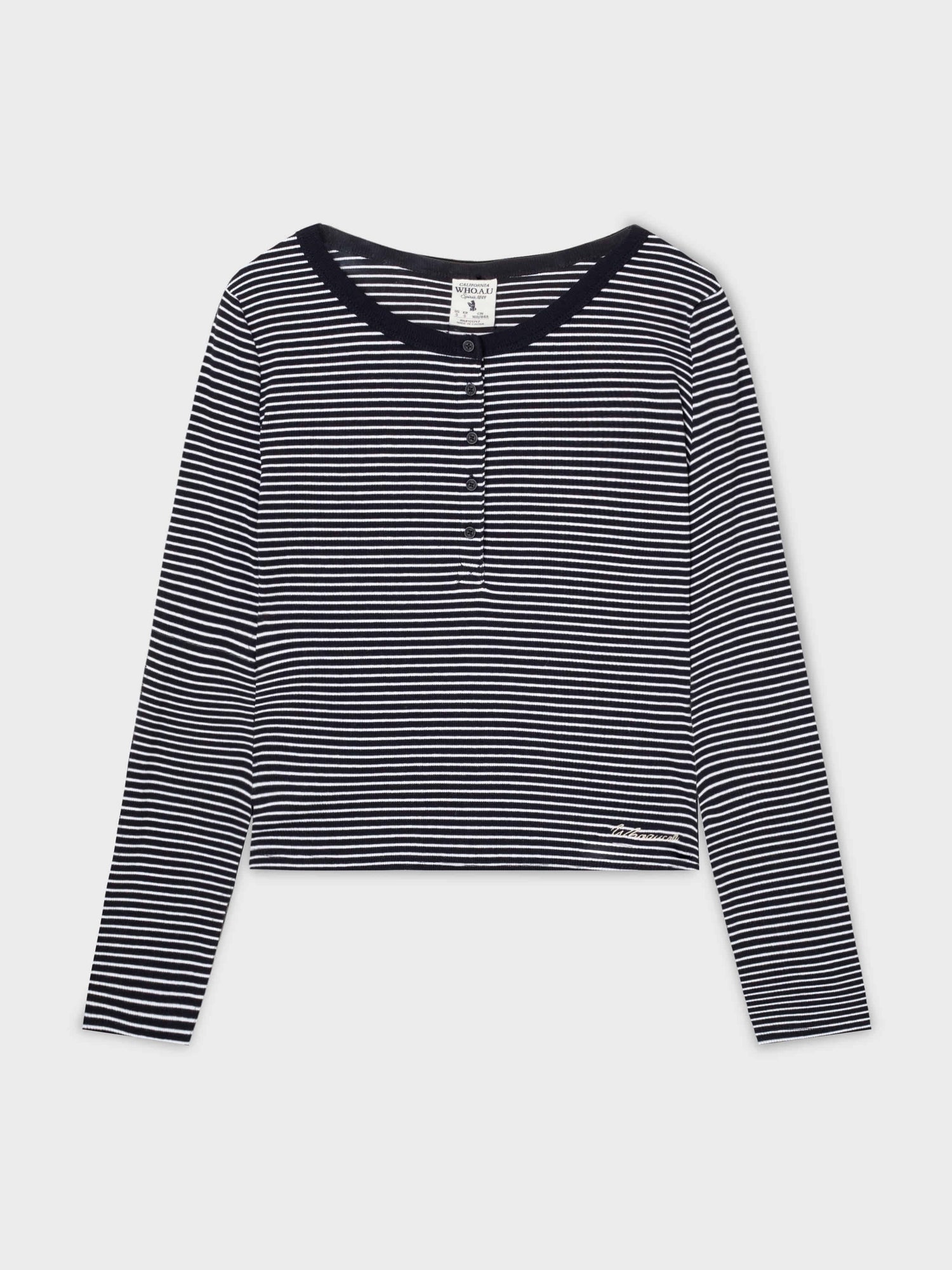 韓國 Who.A.U Ribbed Henry Neck T-shirt【WA220】