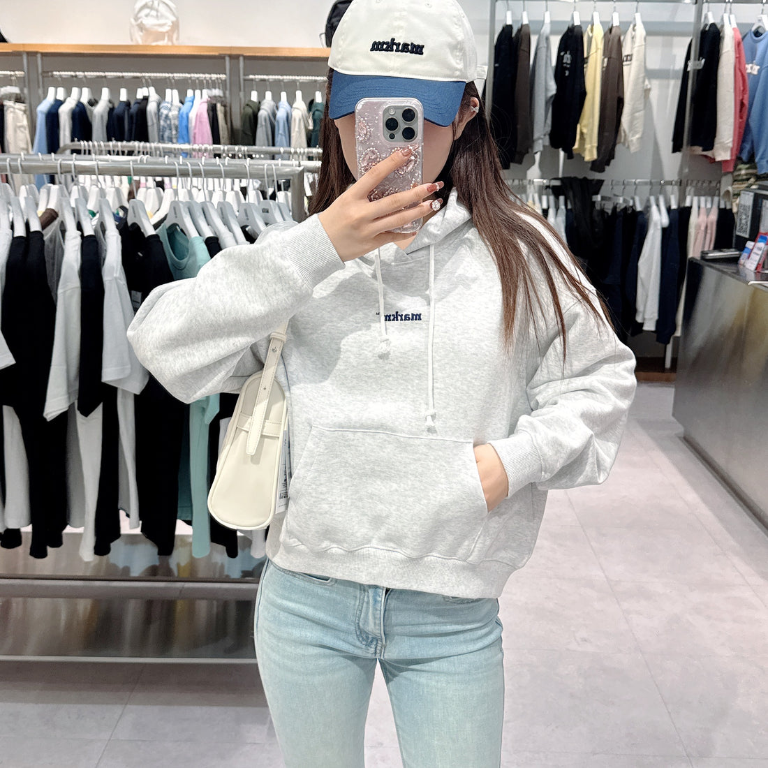 韓國 Markm (W) SMALL LOGO LOOSE-FIT HOODIE【MA096】