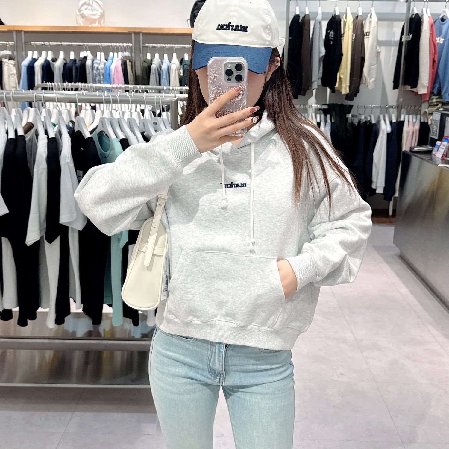 韓國 Markm (W) SMALL LOGO LOOSE-FIT HOODIE【MA096】