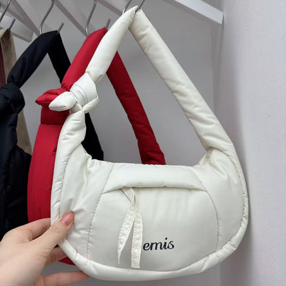 韓國 EMIS Padded Zip Pocket Hobo Bag【ES095】