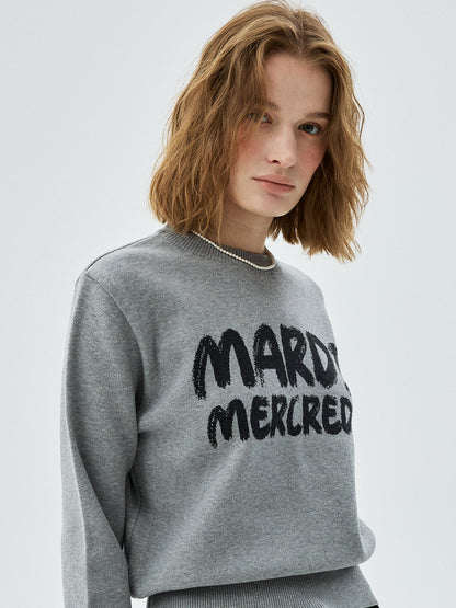 韓國 Mardi Mercredi Brush Logo Jacquard Pullover【MM228】