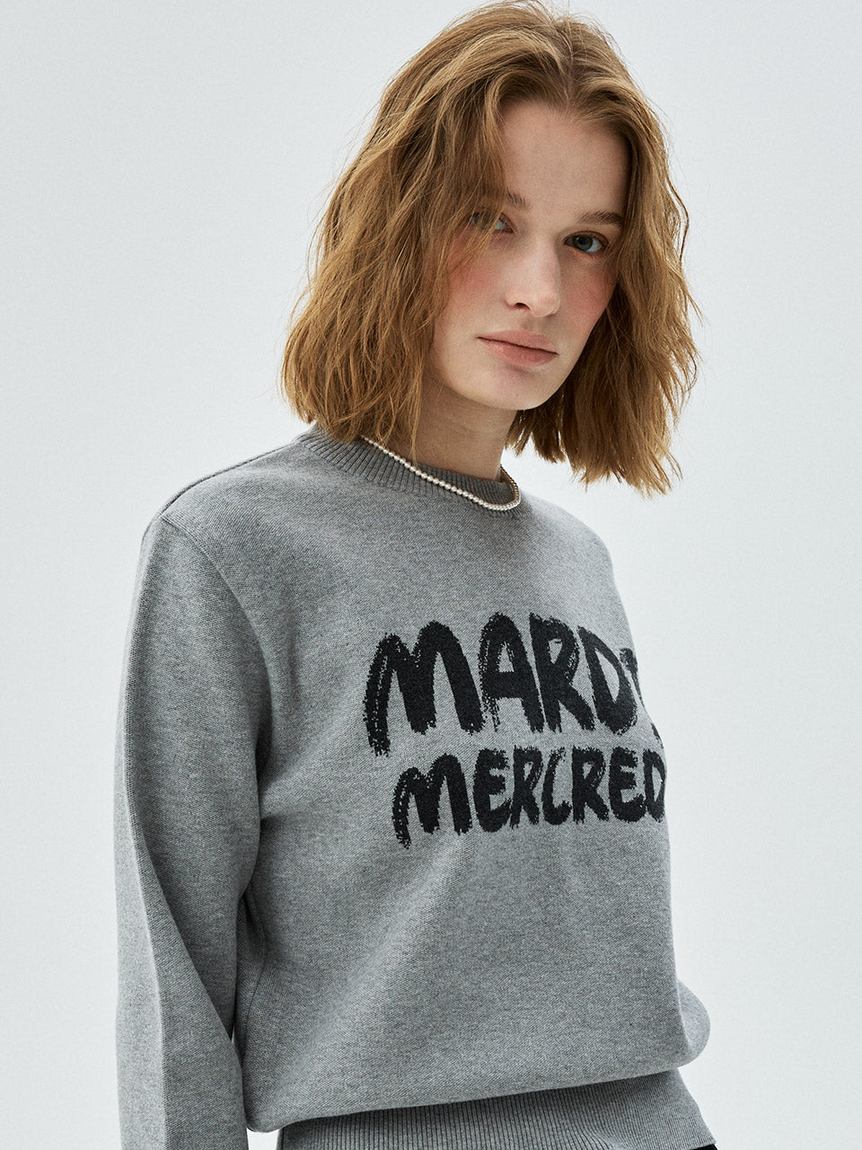 韓國 Mardi Mercredi Brush Logo Jacquard Pullover【MM228】