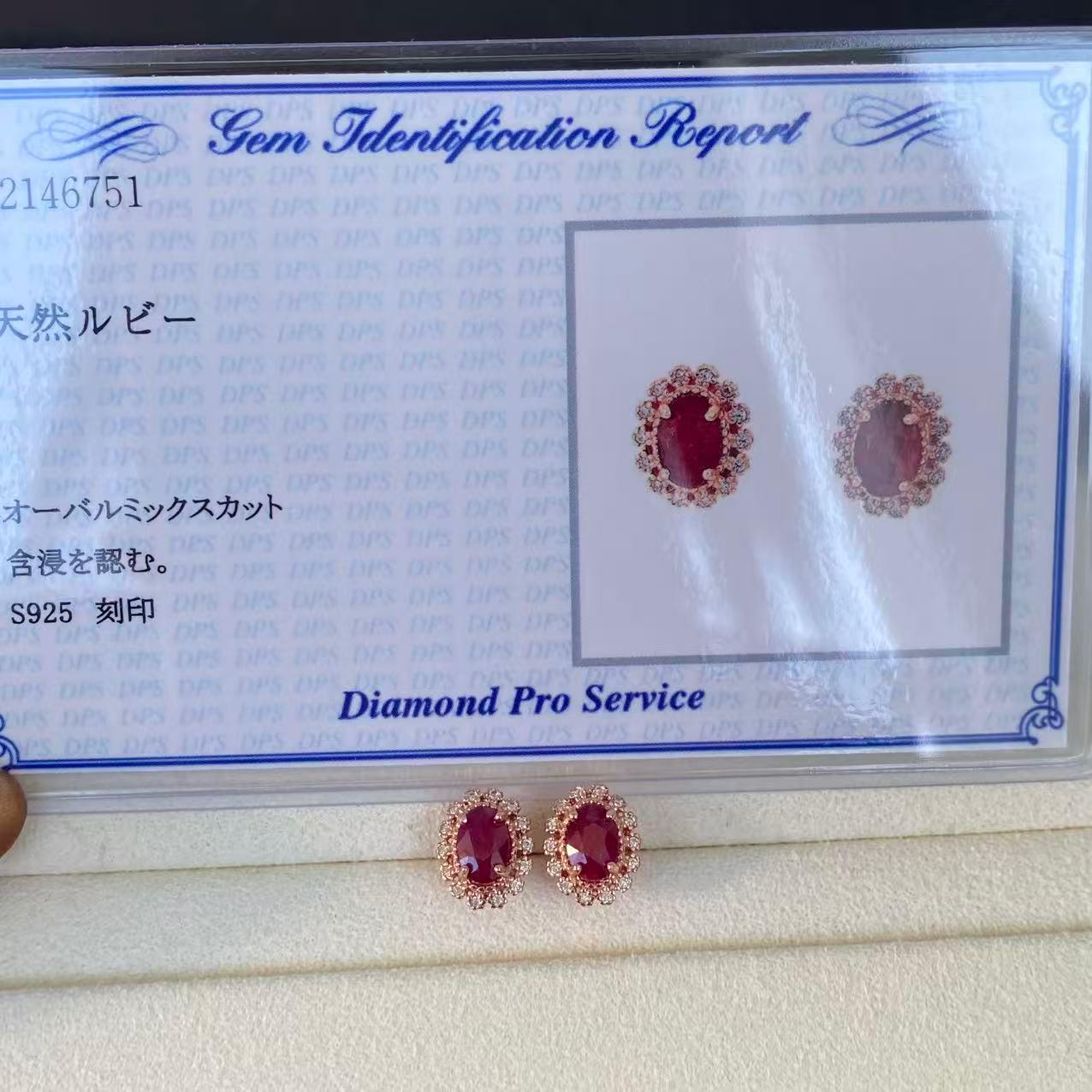 日本直送 天然紅寶石銀鑲耳飾【JS338】