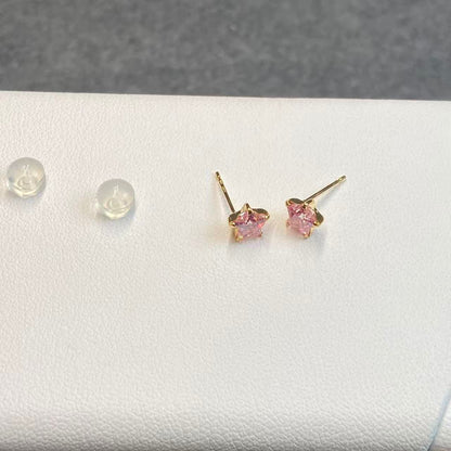 日本直送 18k粉莫桑星星金耳釘【JS419】