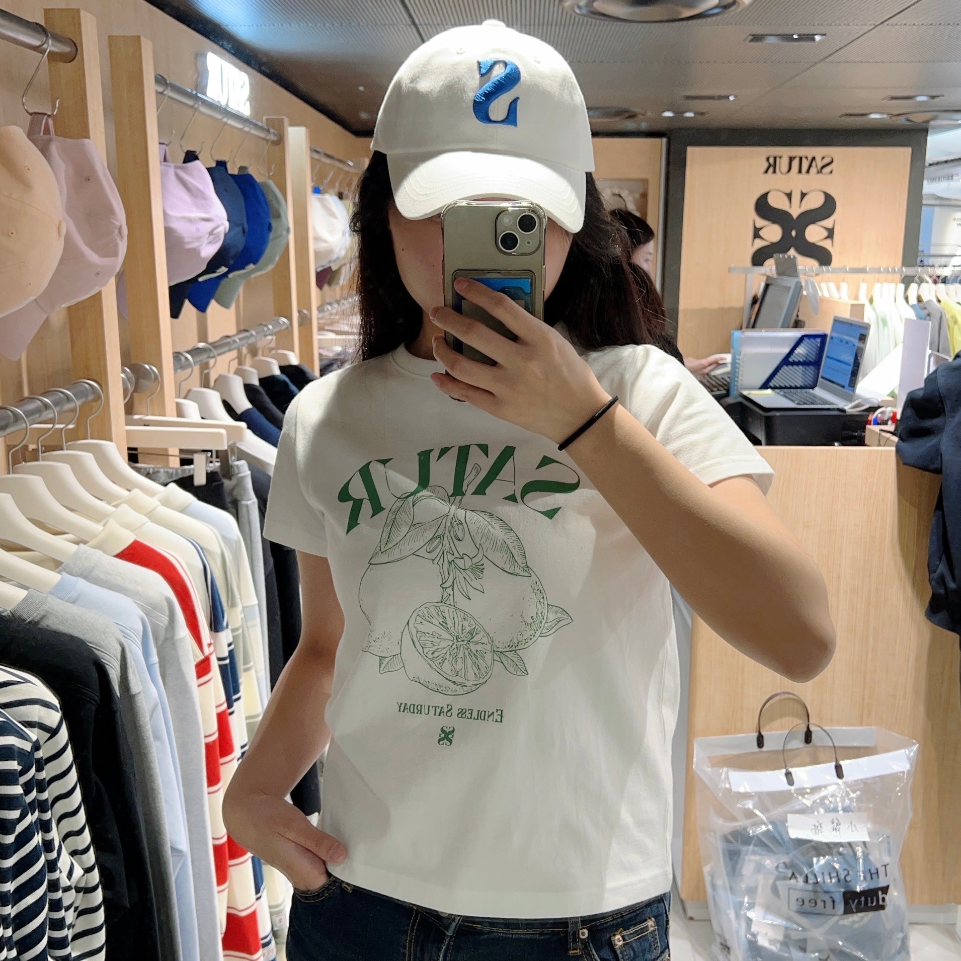 韓國 Satur Capri Citron Drawing Summer Graphic T-Shirt【SR098】