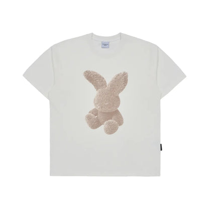 韓國 ADLV CREAM FUZZY RABBIT SHORT SLEEVE T-SHIRT【AD010】