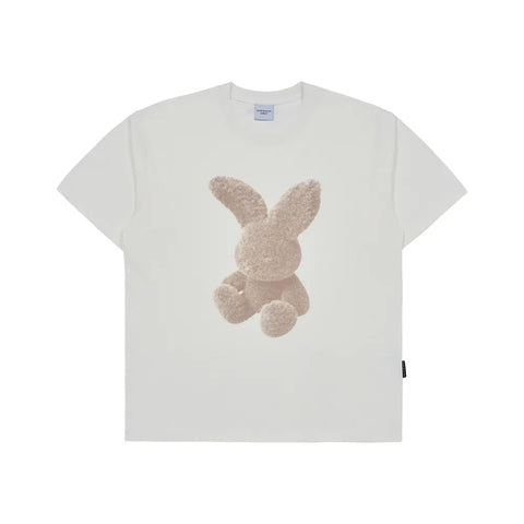 韓國 ADLV CREAM FUZZY RABBIT SHORT SLEEVE T-SHIRT【AD010】