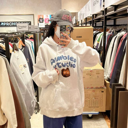 韓國 Ambler Lighting bear Overfit Fleece Hoodie【AR035】 - STT Mall HK 靚太網購