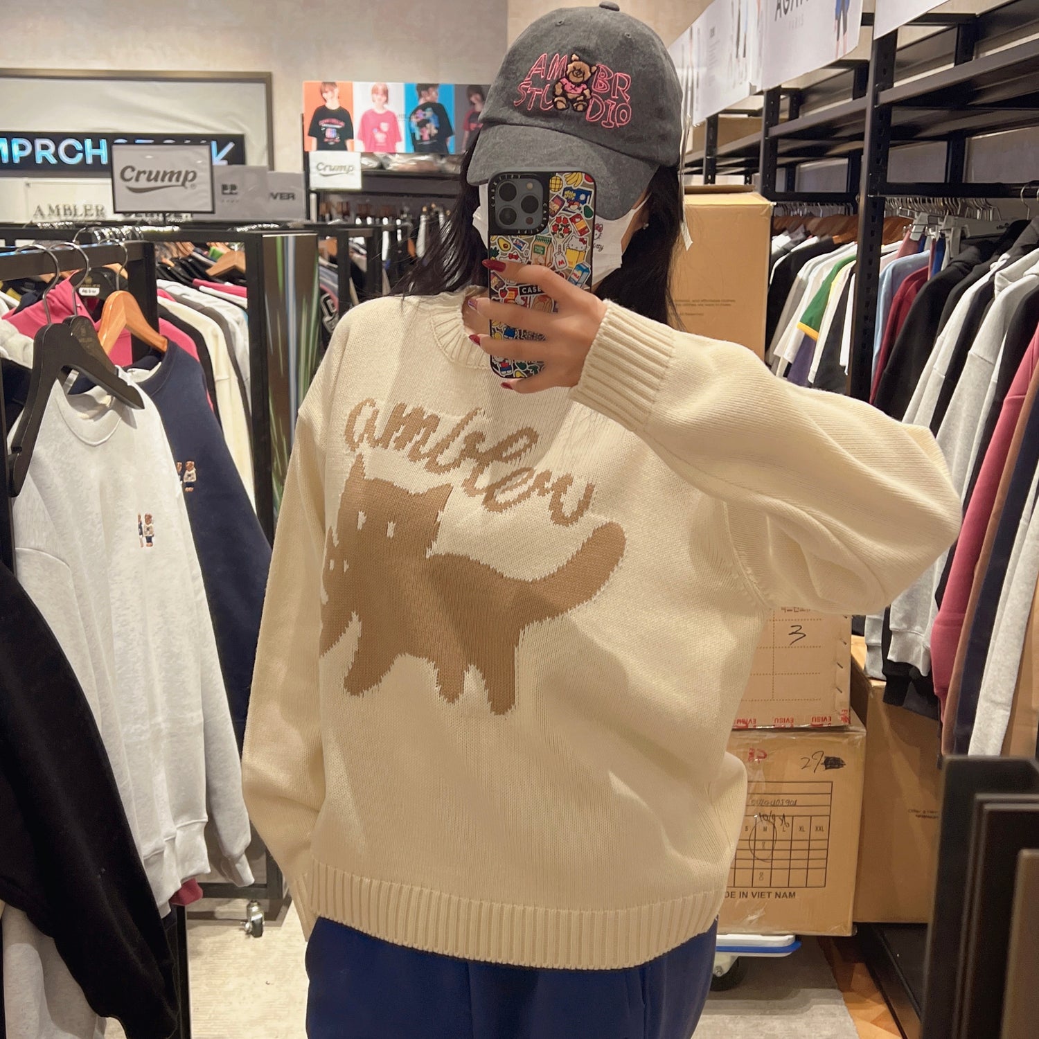 韓國 Ambler Cat biting Cat Unisex Pullover Crew Neck Sweater【AR053】 - STT Mall HK 靚太網購