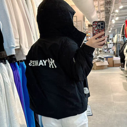 韓國 MLB Basic Big Lettering Hooded Detachable Quick-Drying Weight Short Padding NY【MB013】