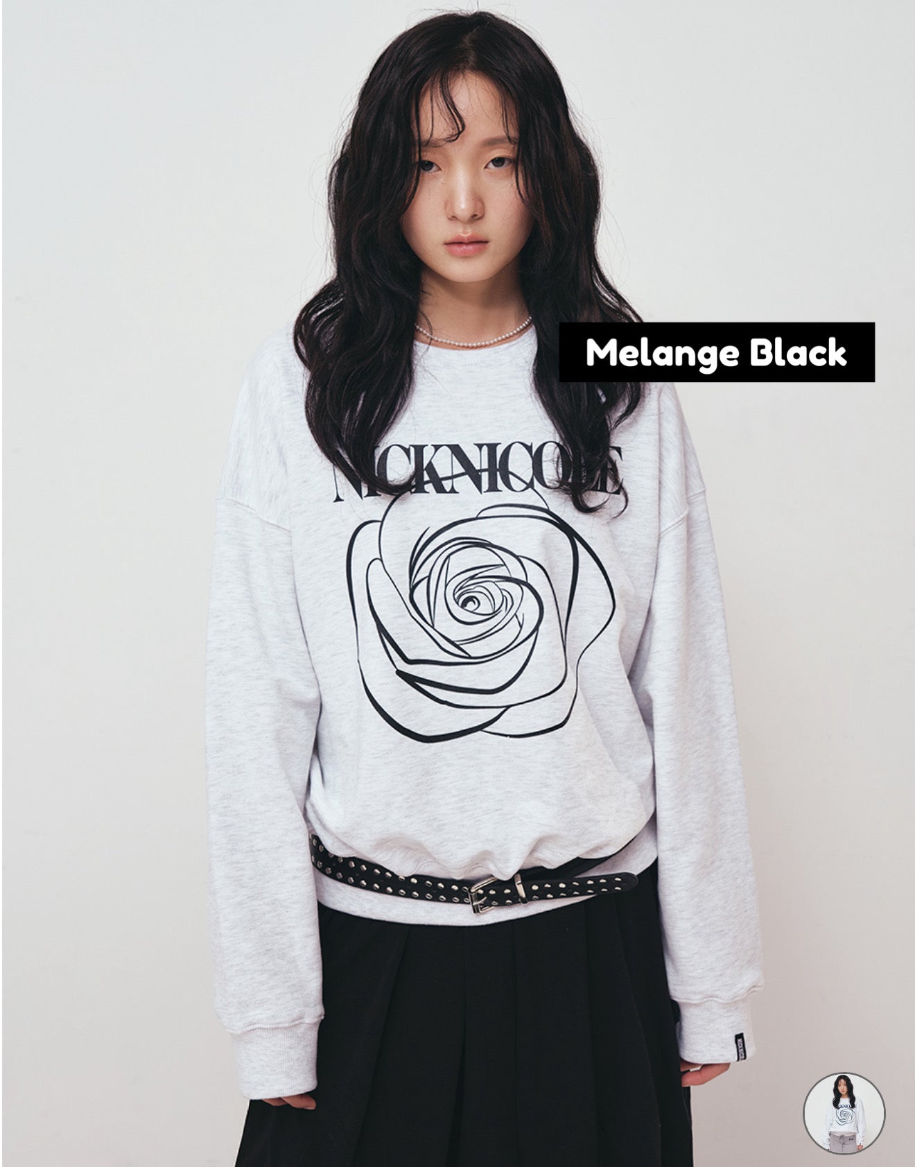 韓國 Nick Nicole Rose Printing Sweatshirt【NN005】