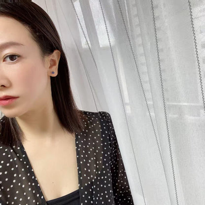 日本直送 銀制藍寶石耳釘【JS350】