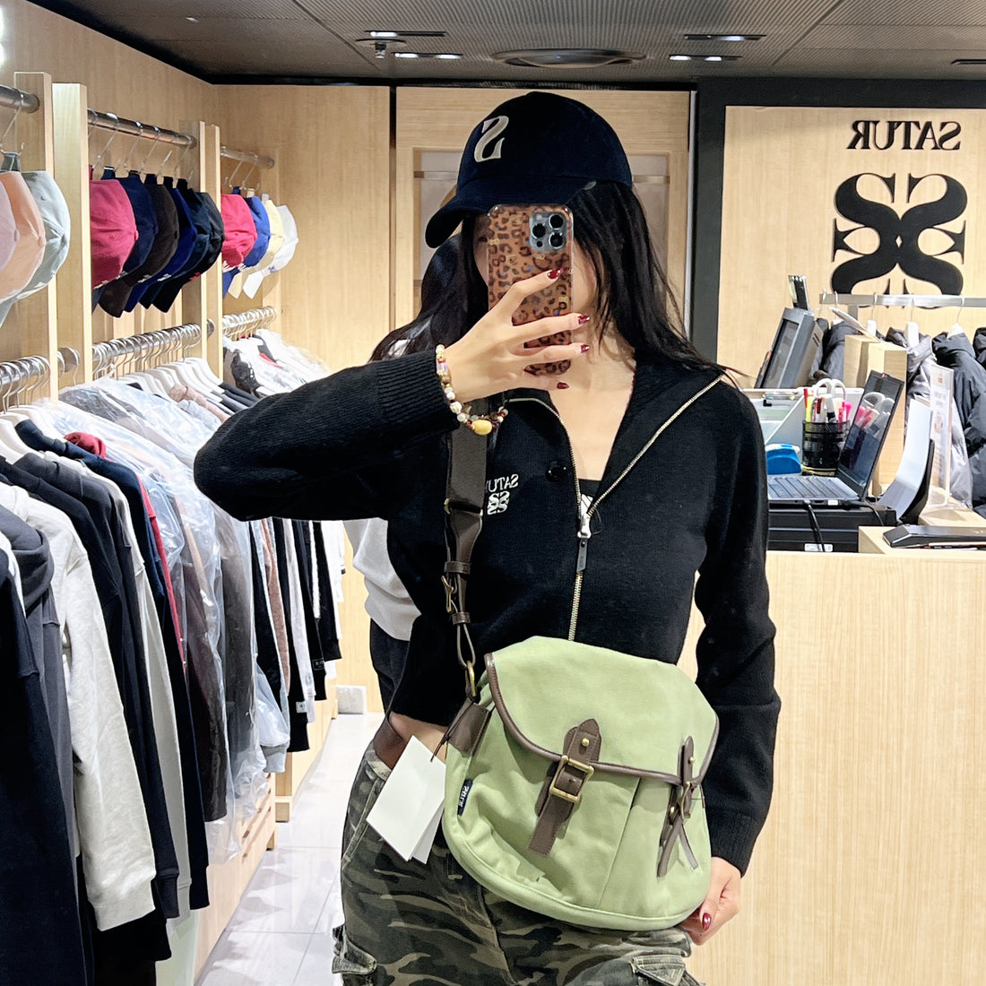 韓國 Satur Classic Canvas Shoulder Bag【SR240】