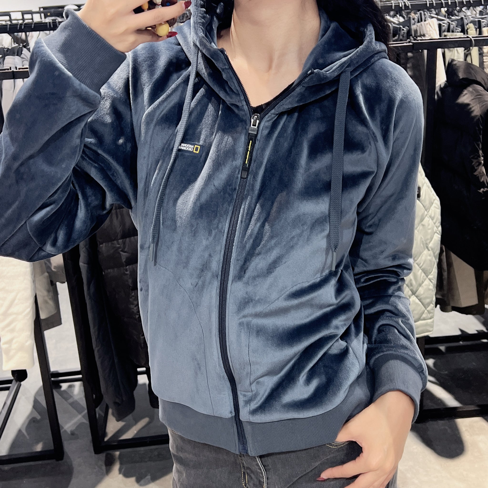 韓國 National Geographic Women's Beira Velvet Training Hoodie【NG078】