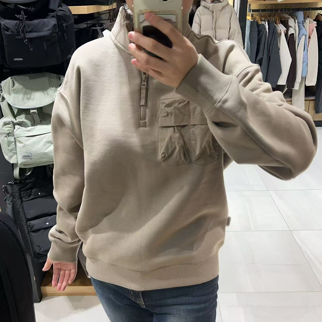 韓國 National Geographic 3D Pocket Half Zip-Up T-Shirt【NG303】