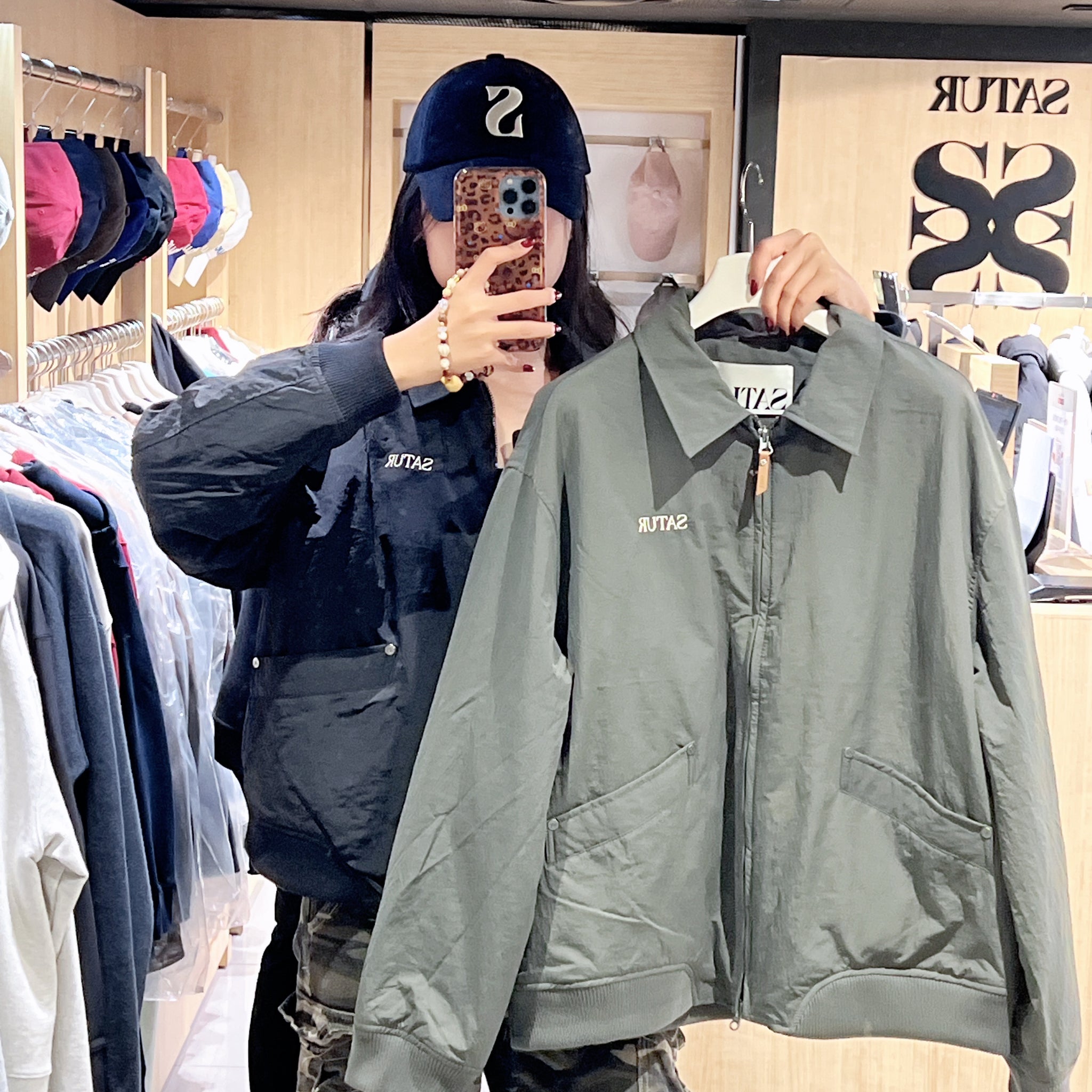 韓國 Satur Maroon Nylon Padded Bomber Jacket【SR212】