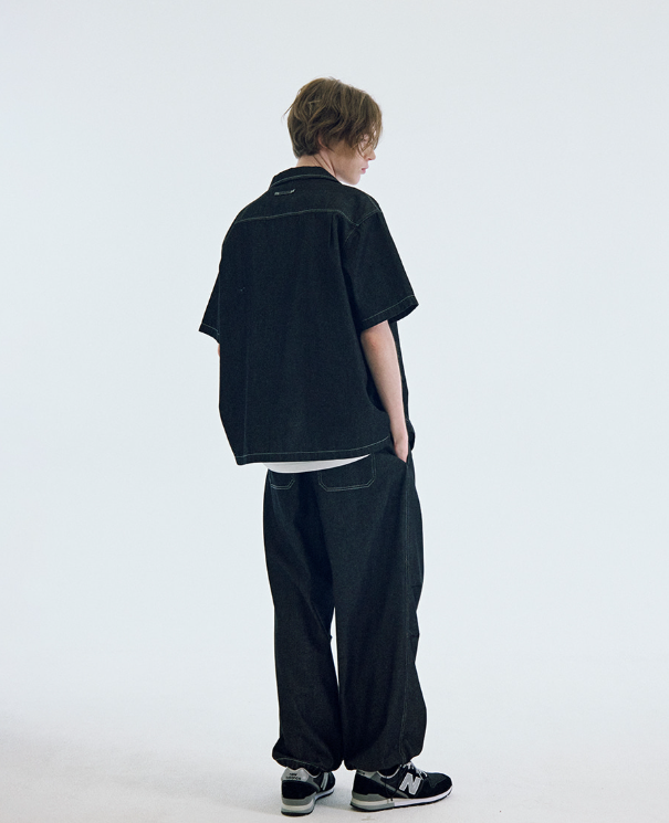 韓國 Markm Washed Denim Open Collar Shirt【MA176】