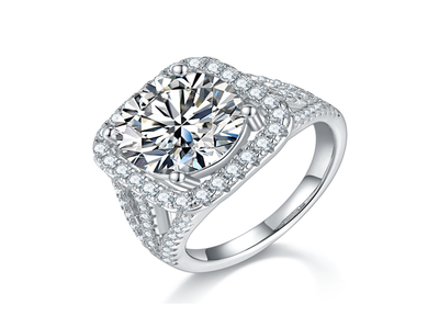 莫桑鑽 S925银經典方包5.0克拉戒指【SM1278】